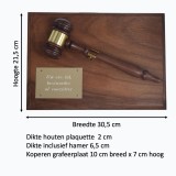 Plaquette met afneembare Voorzittershamer – inclusief inscriptie.